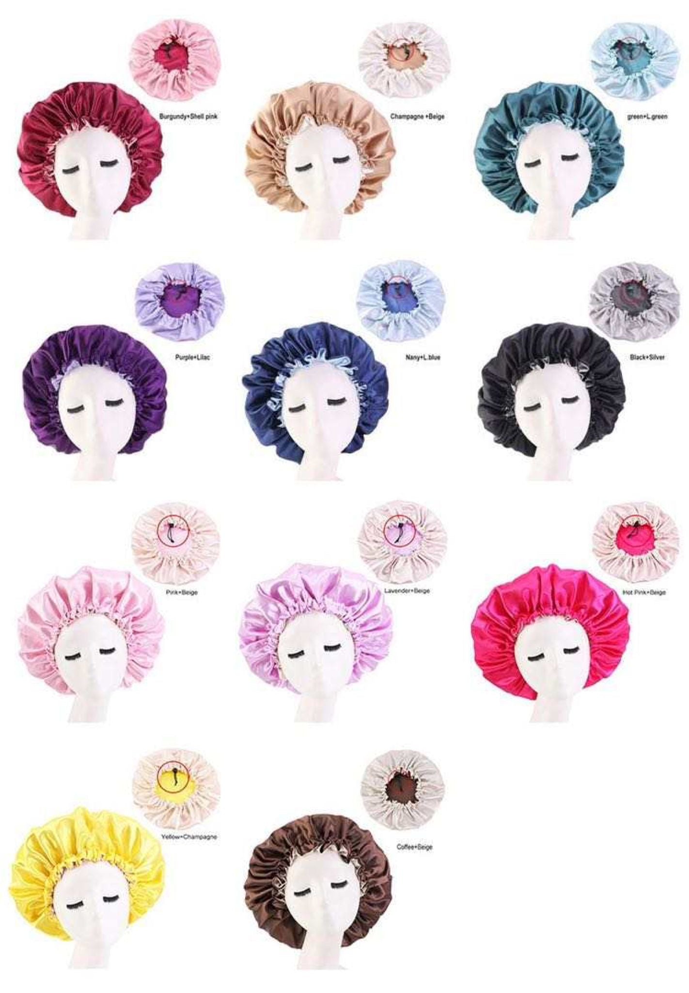 Bonnet réversible satin